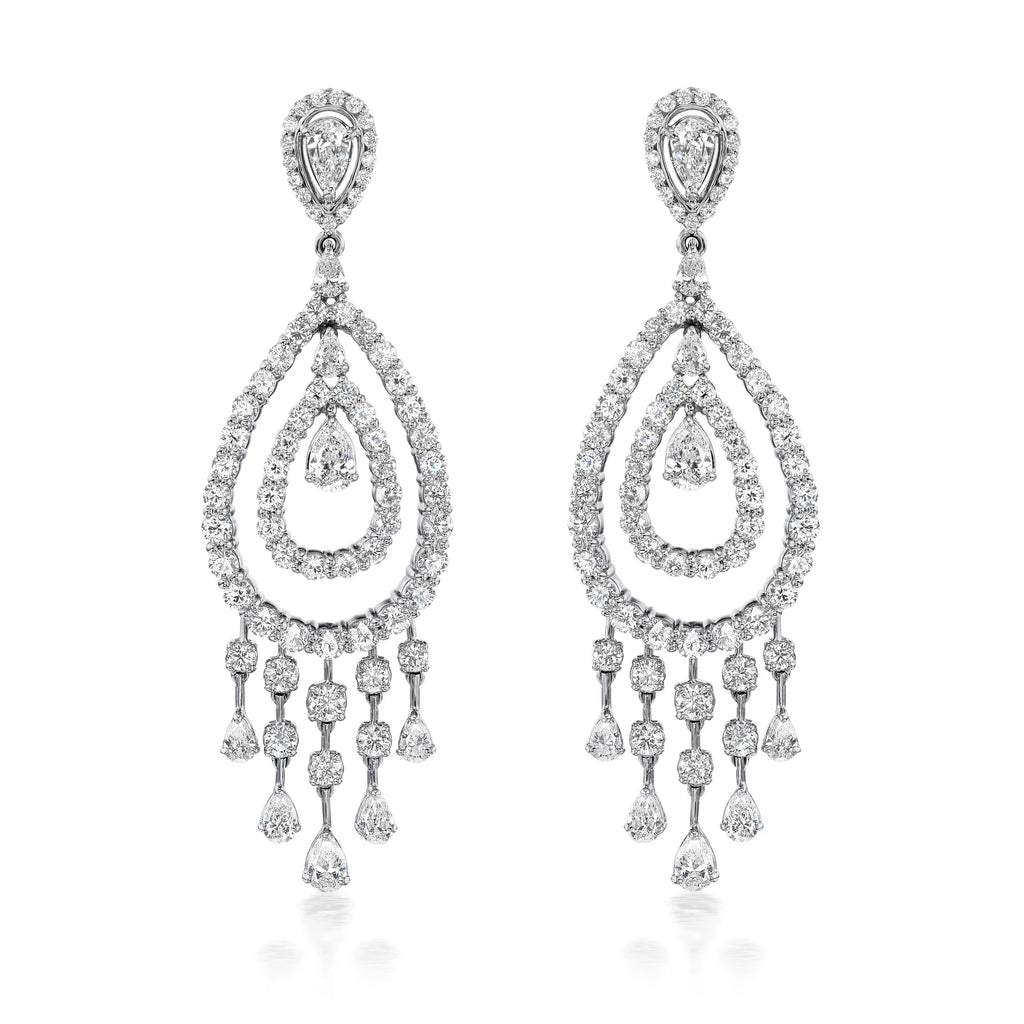 Rain Diamond Earrings (15.01 ct Diamonds) in White Gold