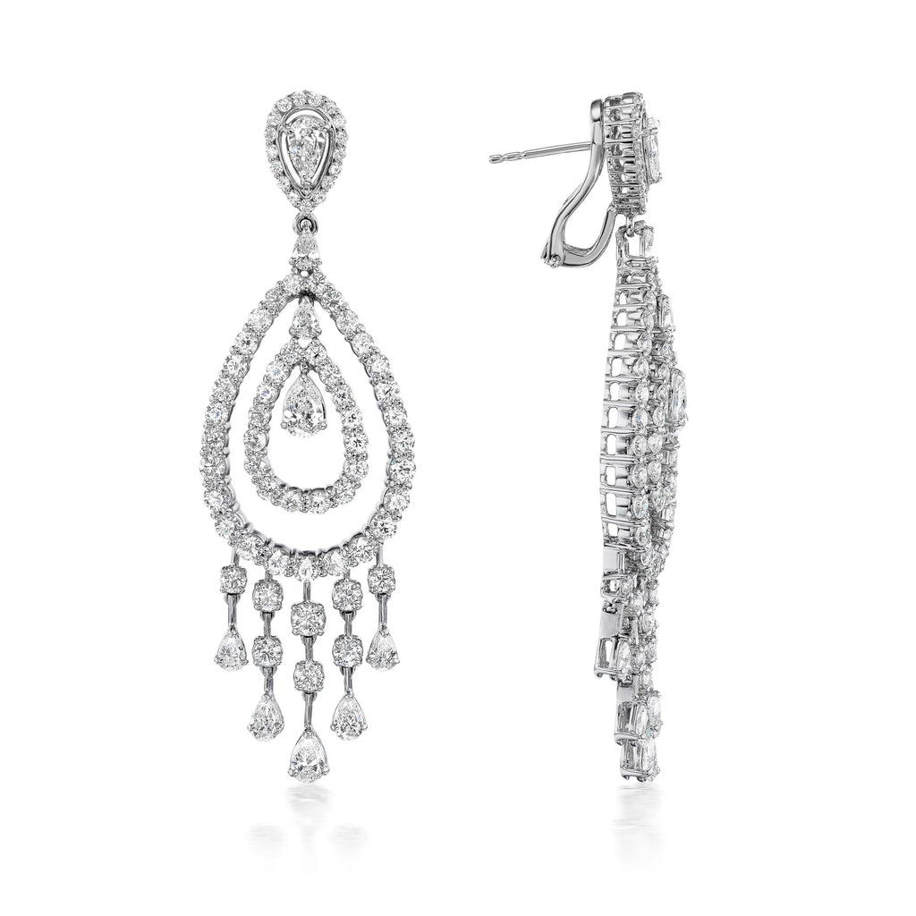 Rain Diamond Earrings (15.01 ct Diamonds) in White Gold