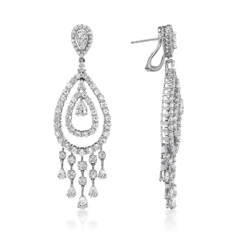 Rain Diamond Earrings (15.01 ct Diamonds) in White Gold
